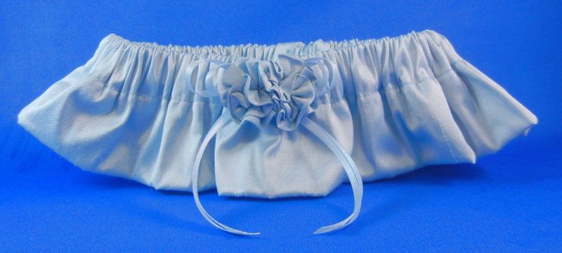 Blue Silk Duponi Garter w/ Roses